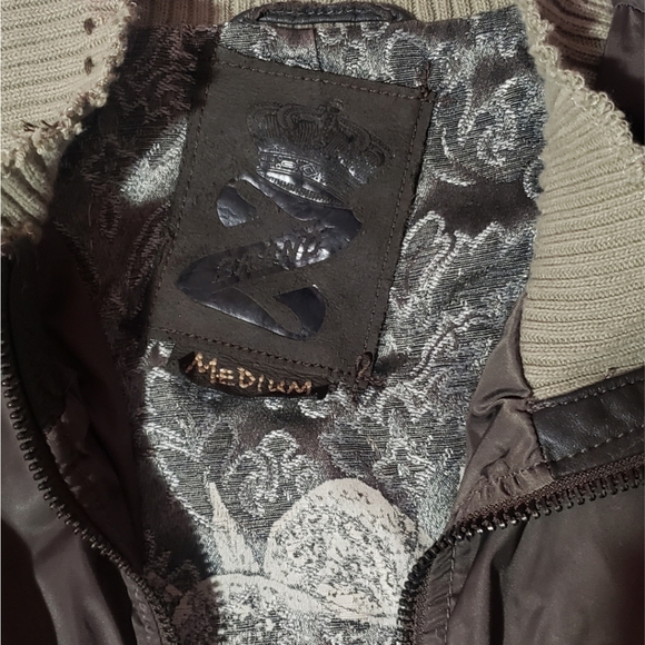 Z Brand Young Men’s Graphic Distressed Lightweight Brown Lined Zip Up Jacket - Picture 4 of 10